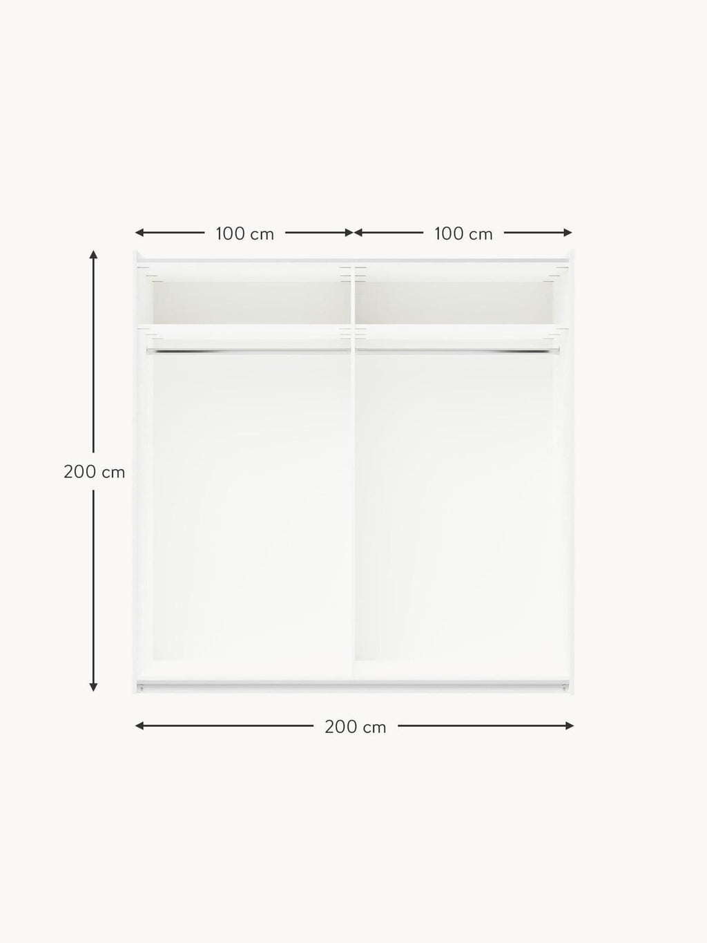 Charlotte Modular Sliding Door Wardrobe, 200 cm Wide, in various sizes