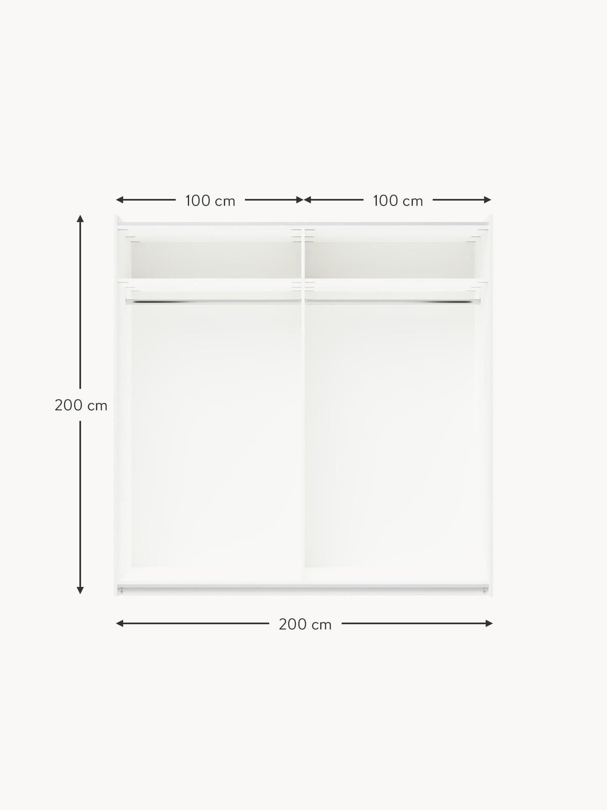 Charlotte Modular Sliding Door Wardrobe, 200 cm Wide, in various sizes