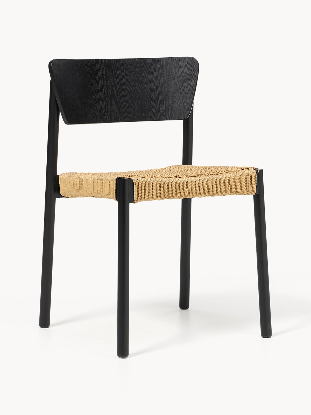 Danny Wooden Dining Chairs with Rattan Seat, Set of 2