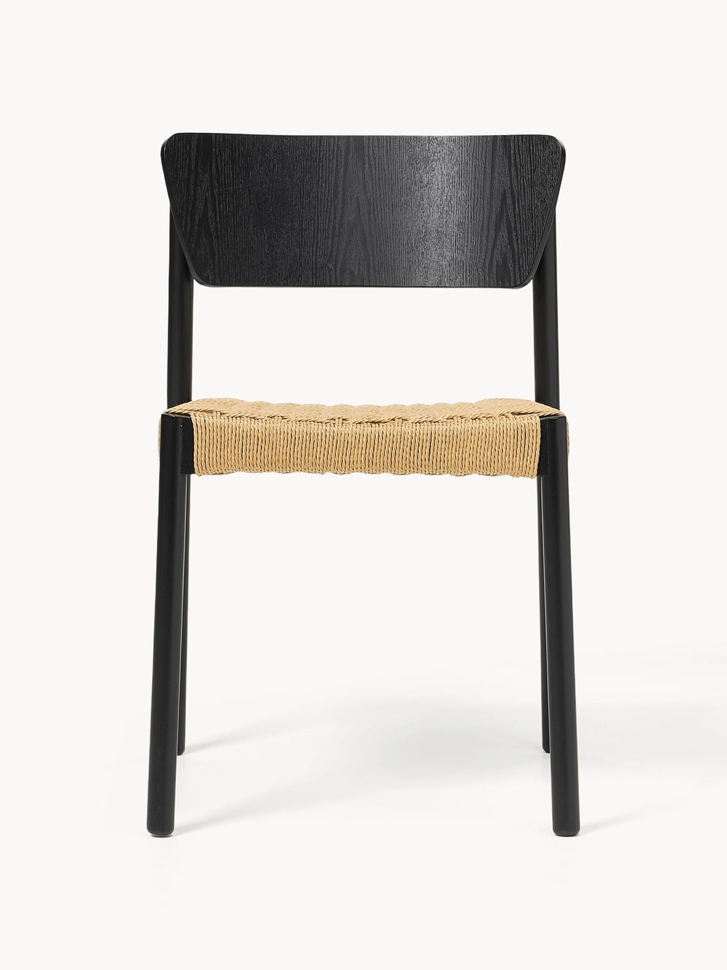 Danny Wooden Dining Chairs with Rattan Seat, Set of 2