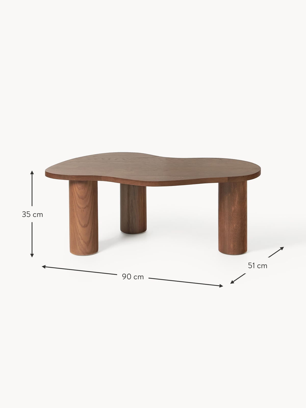 Didi Oak Wood Coffee Table in Organic Shape