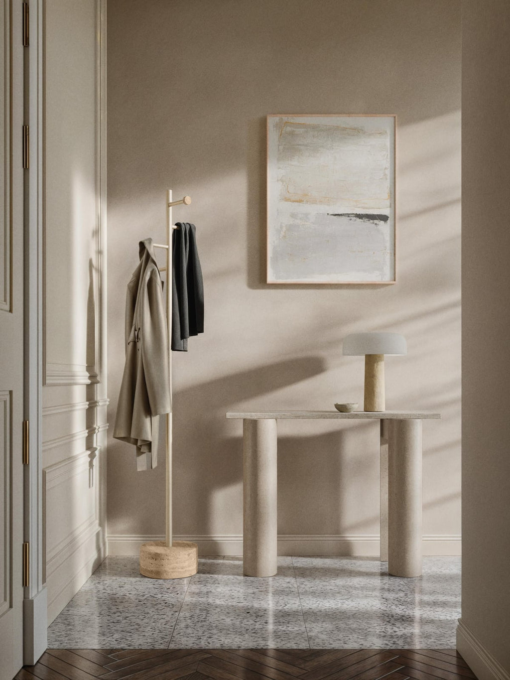 Disa Clothes Rack with Travertine Base
