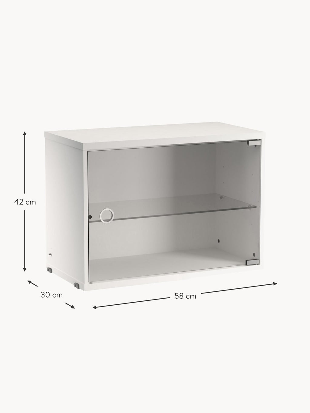 Display Cabinet String System with Swing Glass Door, W 58 x D 30 cm