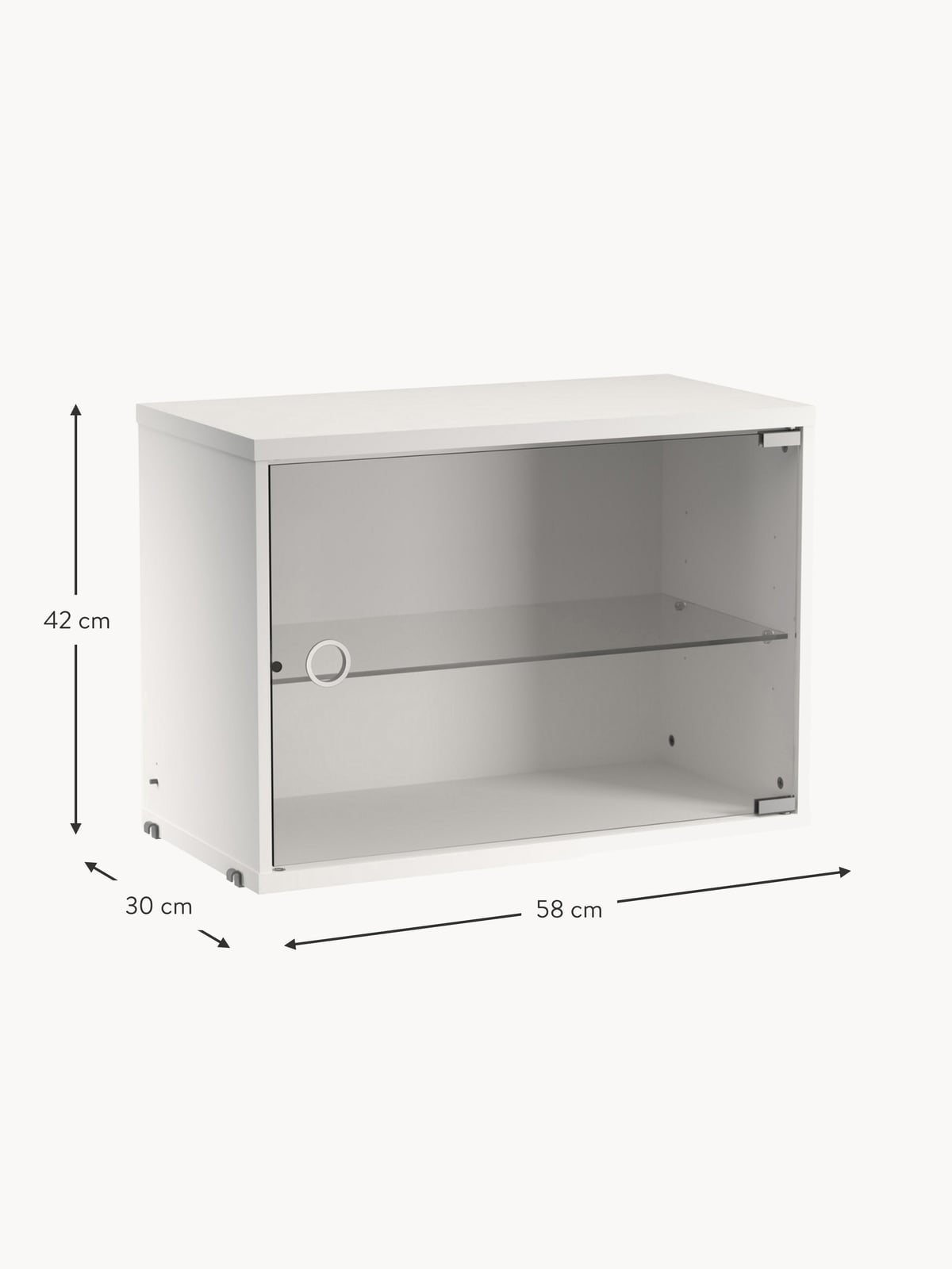 Display Cabinet String System with Swing Glass Door, W 58 x D 30 cm