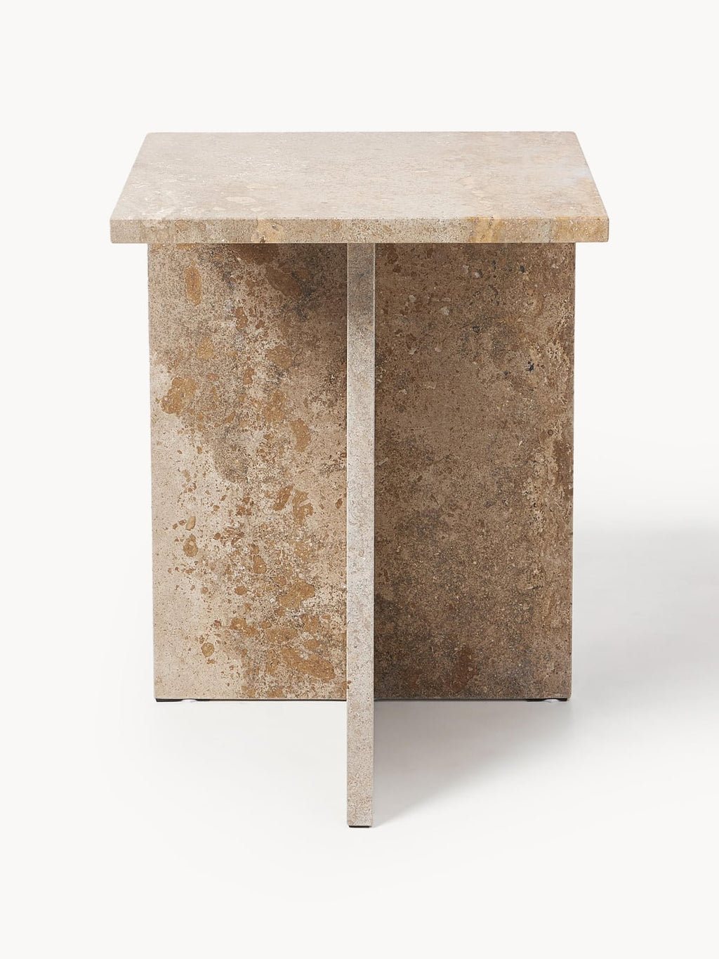 Distinct Travertine Side Table with Two Table Tops