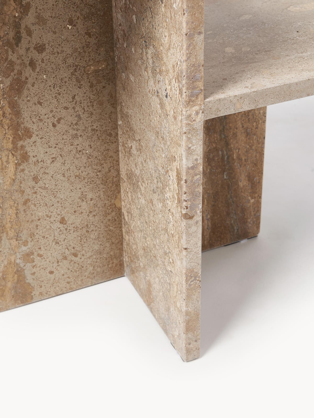Distinct Travertine Side Table with Two Table Tops
