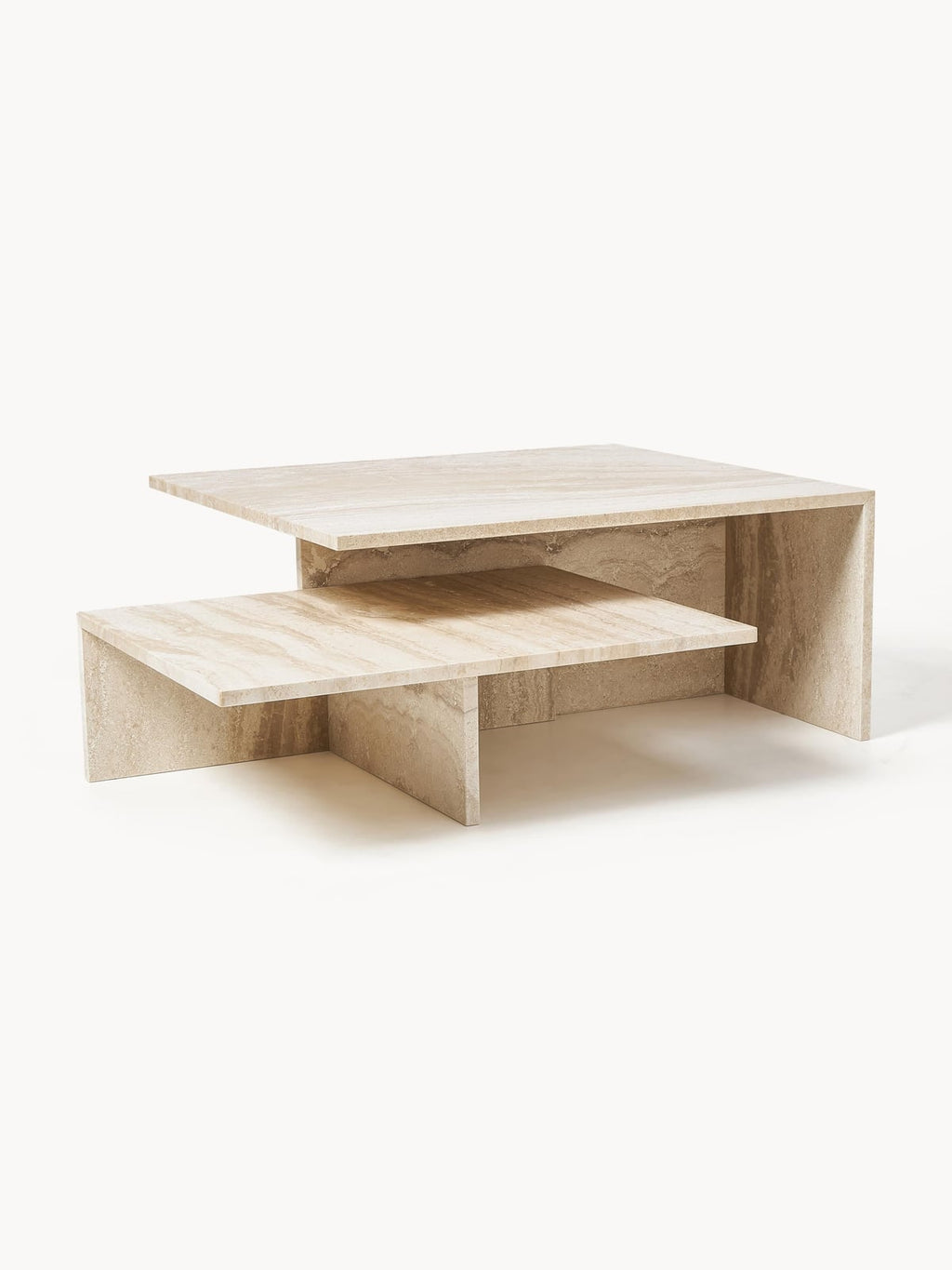 Duo Travertine Coffee Tables Distinct Grande, Set of 2