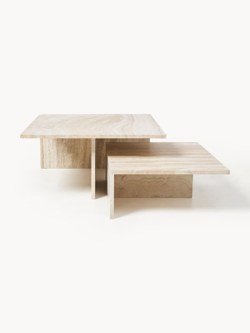 Duo Travertine Coffee Tables Distinct Grande, Set of 2