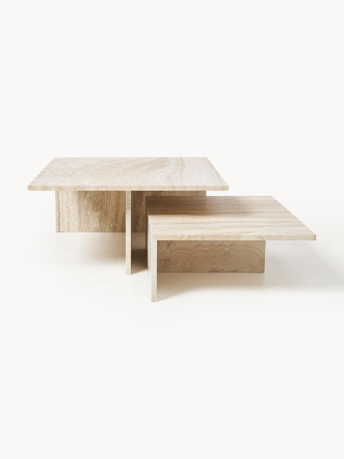 Duo Travertine Coffee Tables Distinct Grande, Set of 2