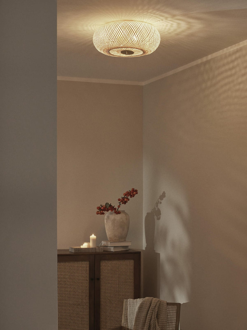 Evelyn Bamboo Design Ceiling Lamp, Untreated