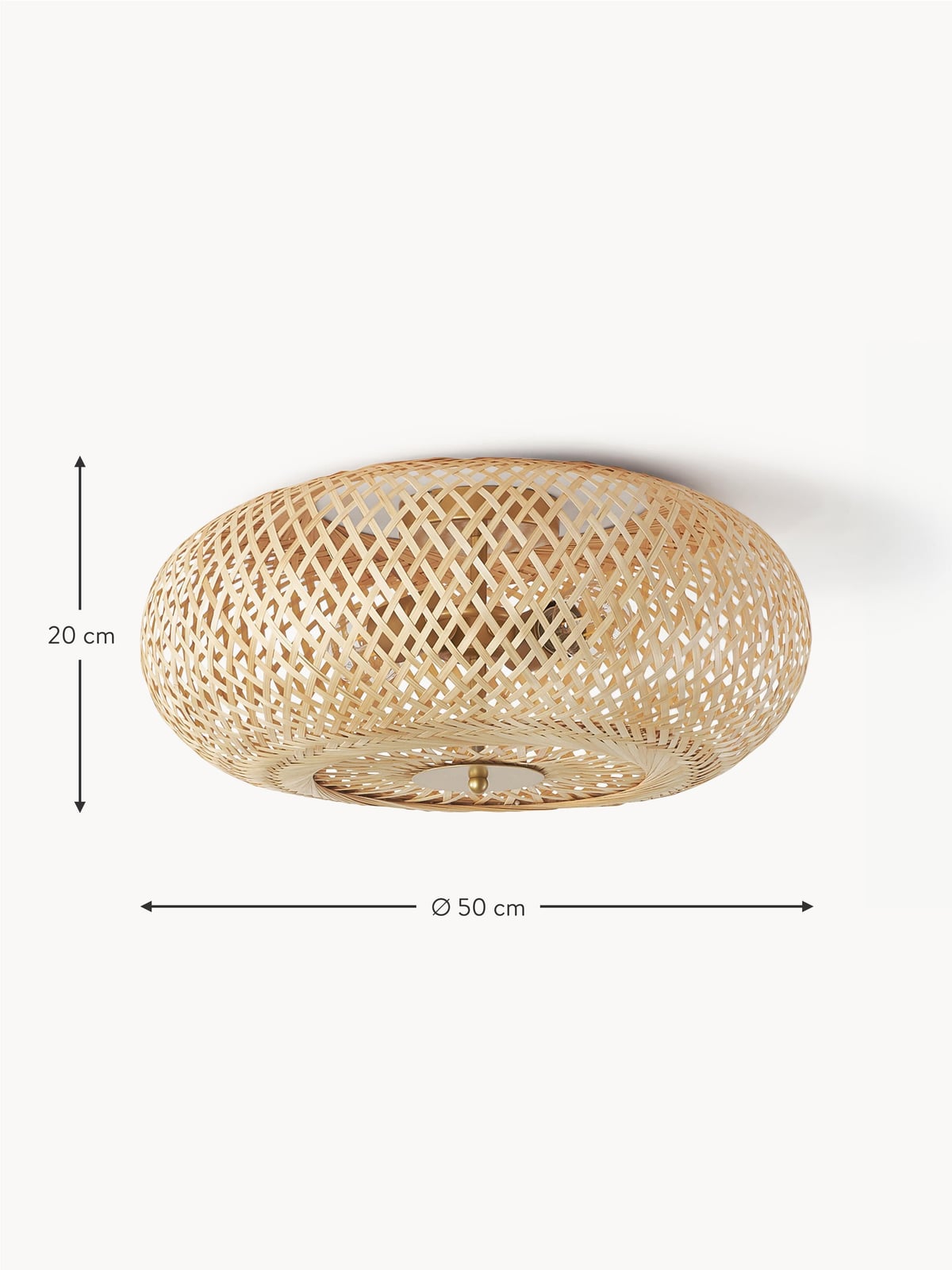Evelyn Bamboo Design Ceiling Lamp, Untreated