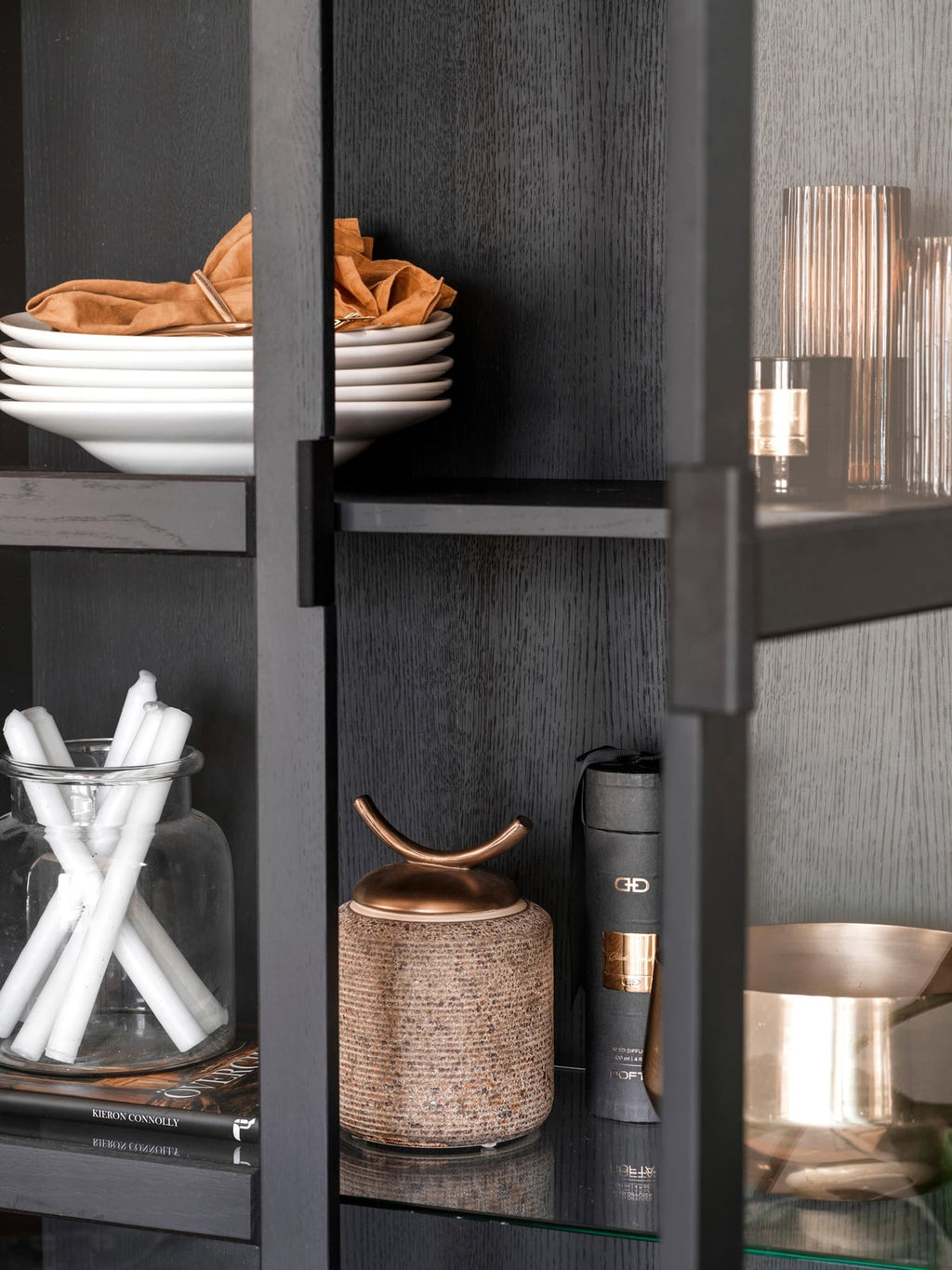 Everett Oak Wood Display Cabinet