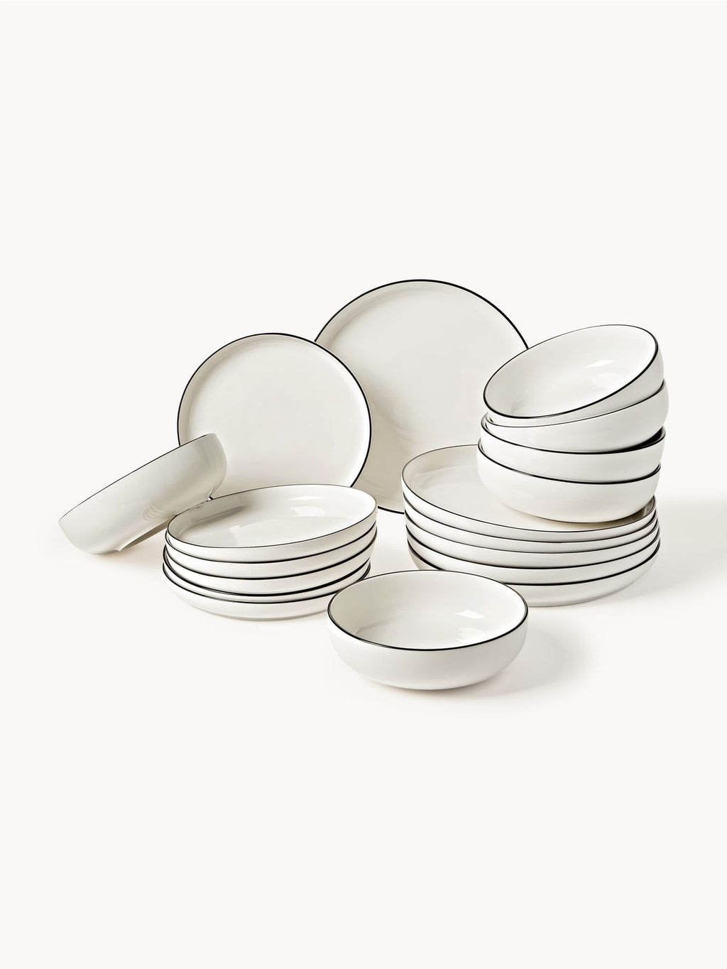 Facile Porcelain Tableware Set, 6 People, Set of 18