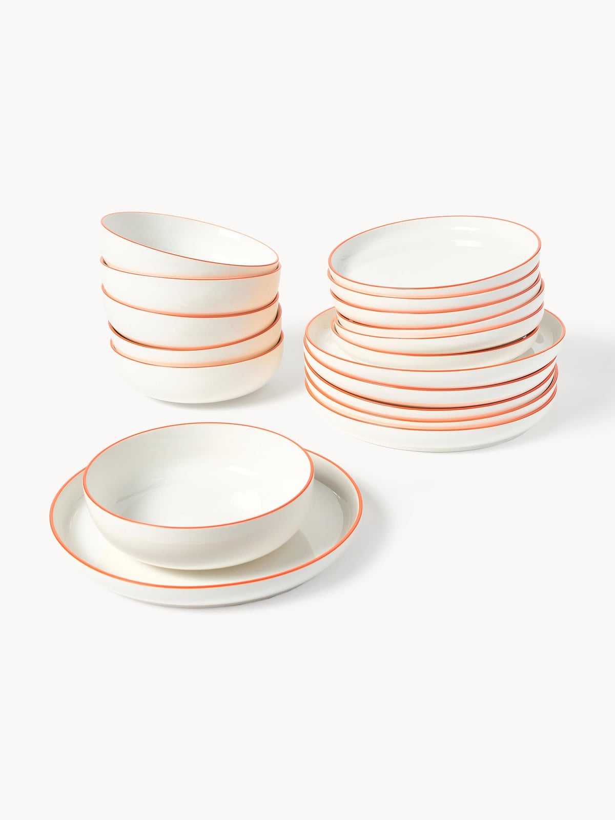 Facile Porcelain Tableware Set, 6 People, Set of 18