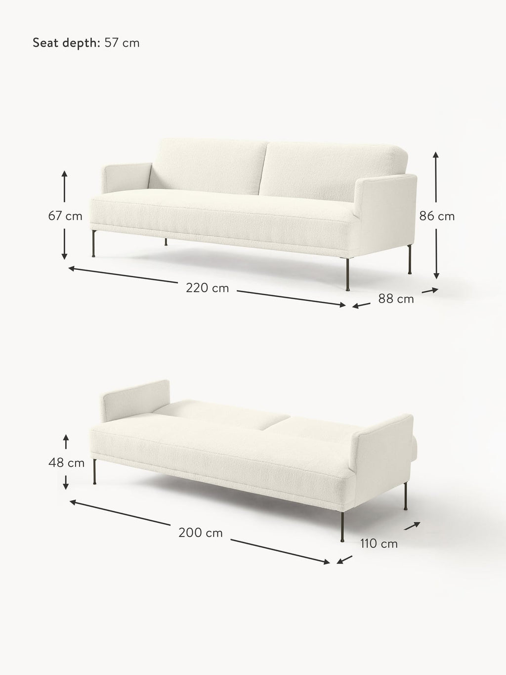 Fluente Teddy Sofa Bed (3-seater)
