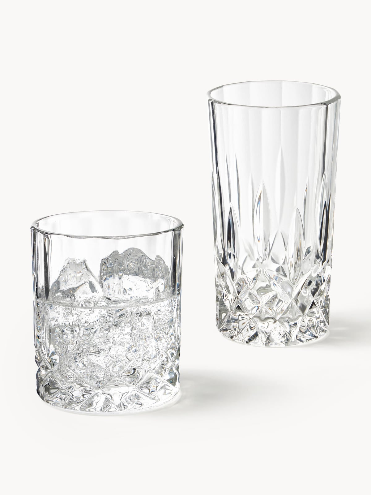 George Whisky & Highball Glasses with Embossed Pattern, Set of 8