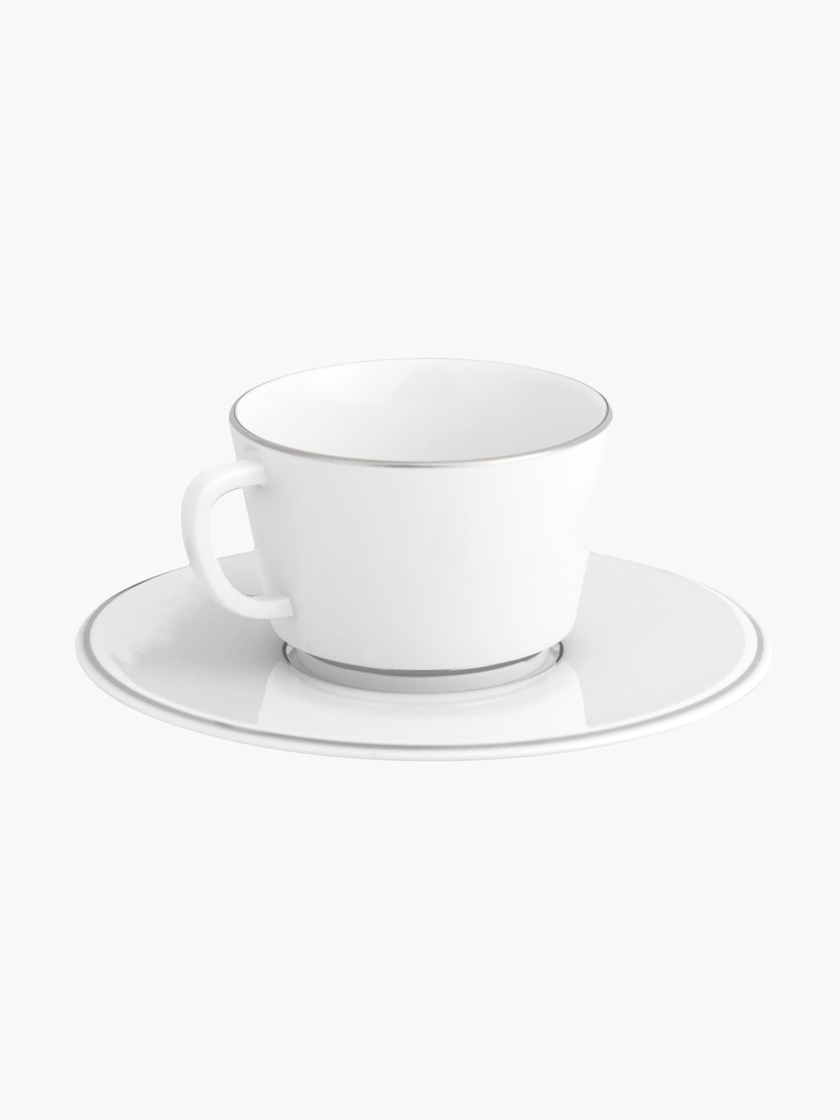 Handmade Porcelain Vitruv Coffee Cups with Saucers, Set of 2