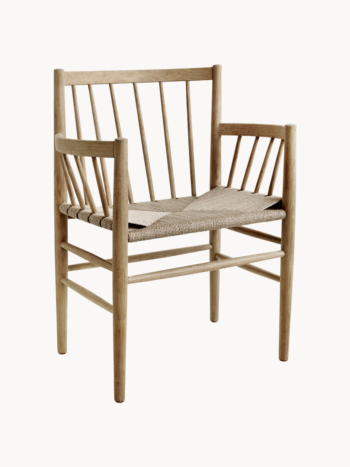 Handwoven Oak Wood Dining Chair J81 with Armrests