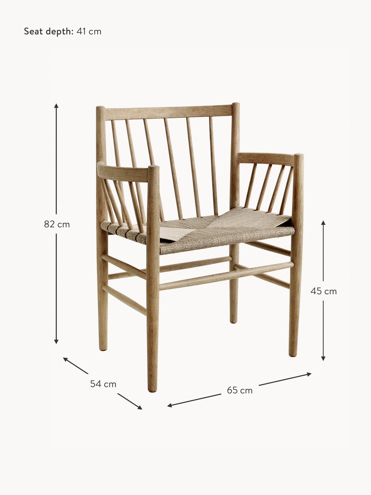 Handwoven Oak Wood Dining Chair J81 with Armrests