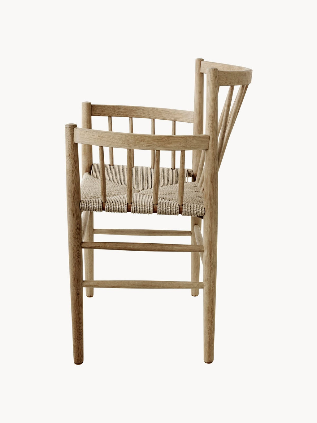 Handwoven Oak Wood Dining Chair J81 with Armrests