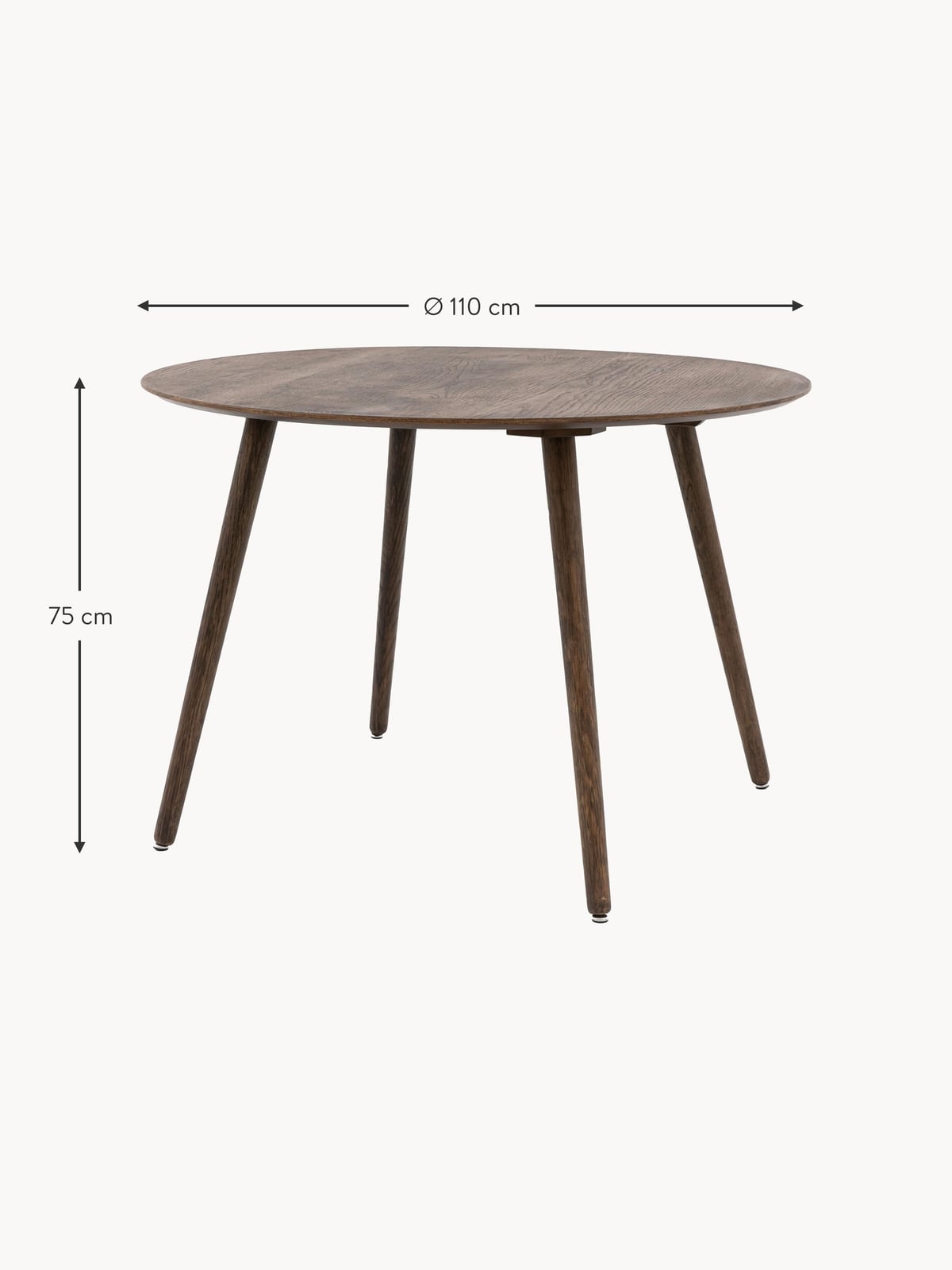 Hatfield Round Oak Wood Dining Table, Ø 110 cm