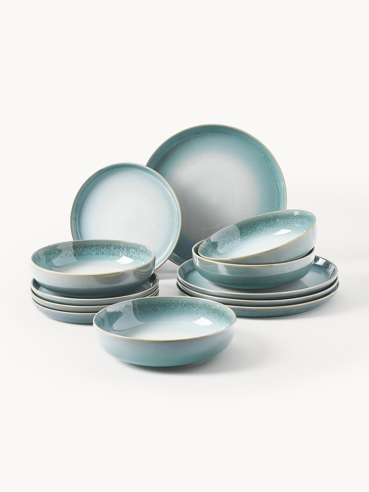 Havana Reactive Glaze Tableware Set, 4 people, Set of 12