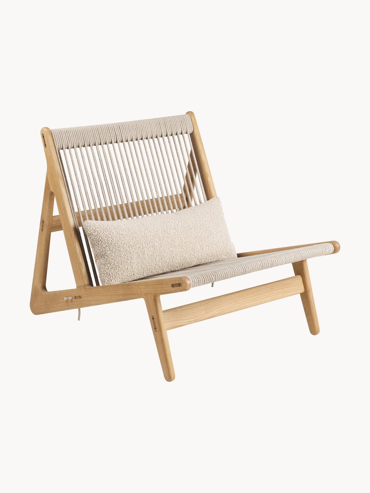 Initial Handmade Oak Wood Lounge Chair MR01 with Seat Cushion