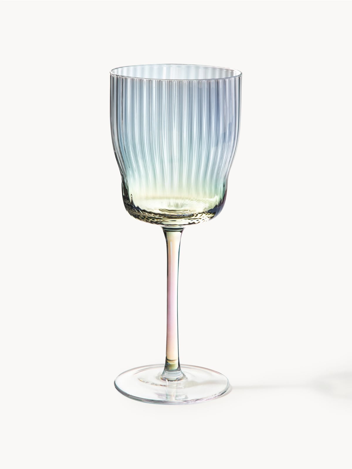 Juno Mouth-Blown Wine Glasses with a Shimmering Mother of Pearl Finish, Set of 4