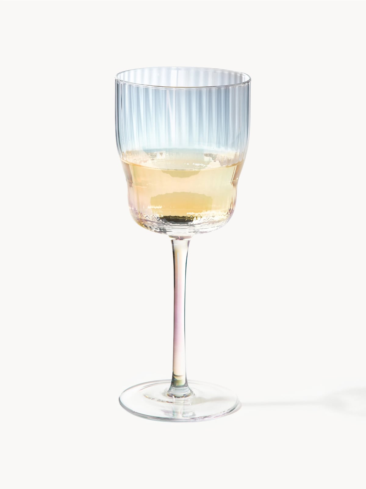 Juno Mouth-Blown Wine Glasses with a Shimmering Mother of Pearl Finish, Set of 4