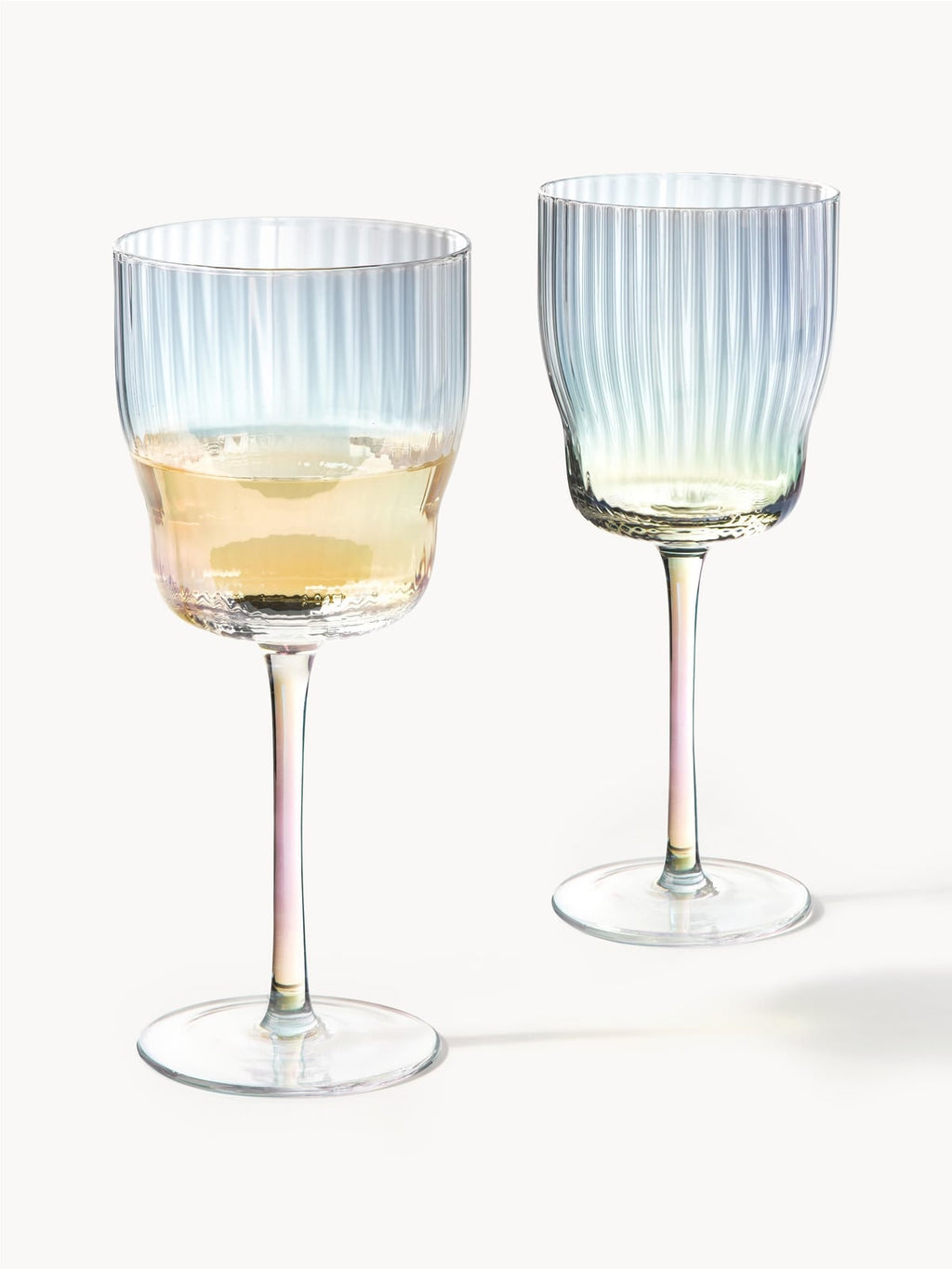 Juno Mouth-Blown Wine Glasses with a Shimmering Mother of Pearl Finish, Set of 4