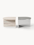 Leander Oval Metal and Marble Coffee Tables, Set of 2