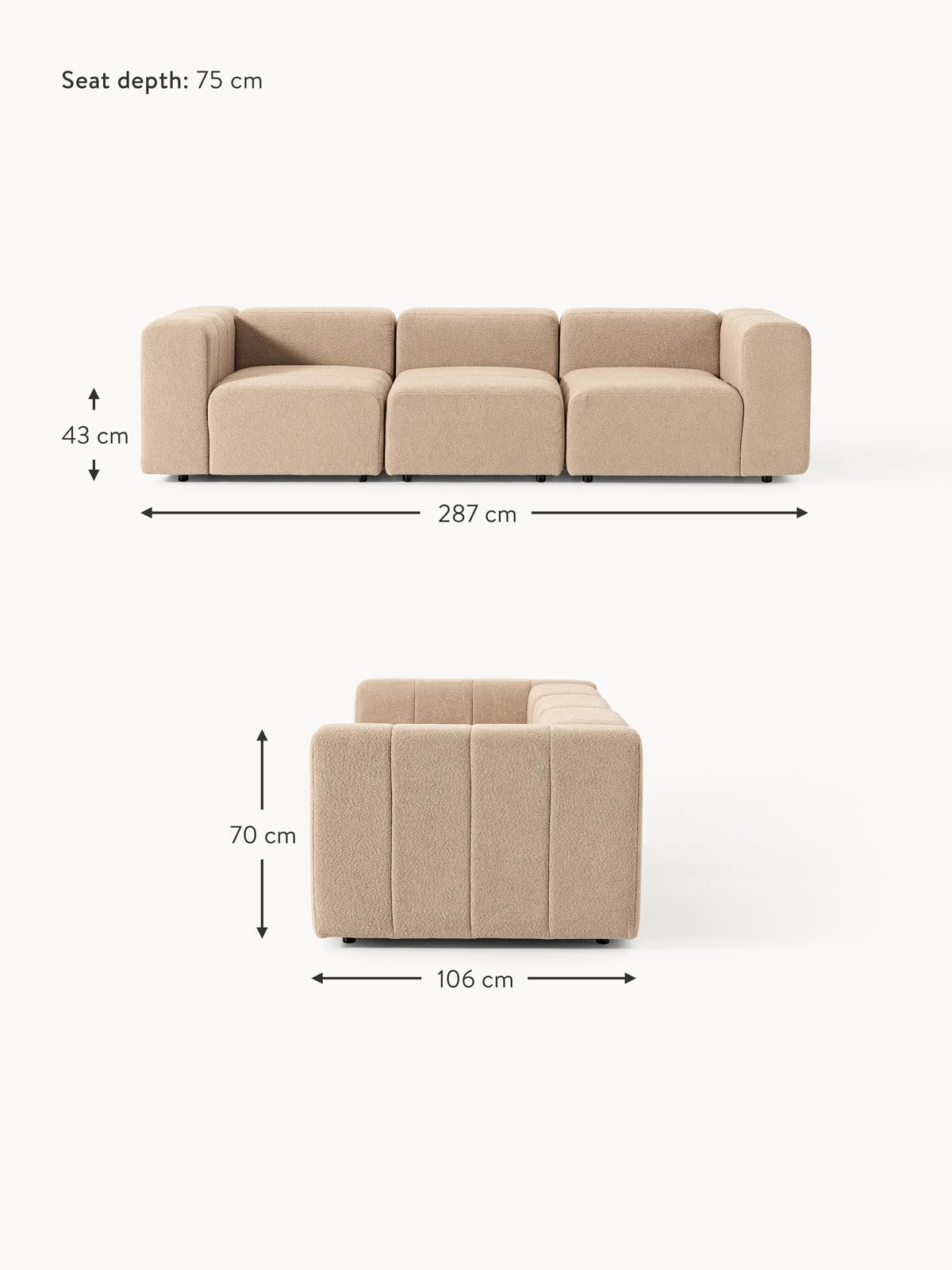 Lena Bouclé Modular Sofa (4-seater)