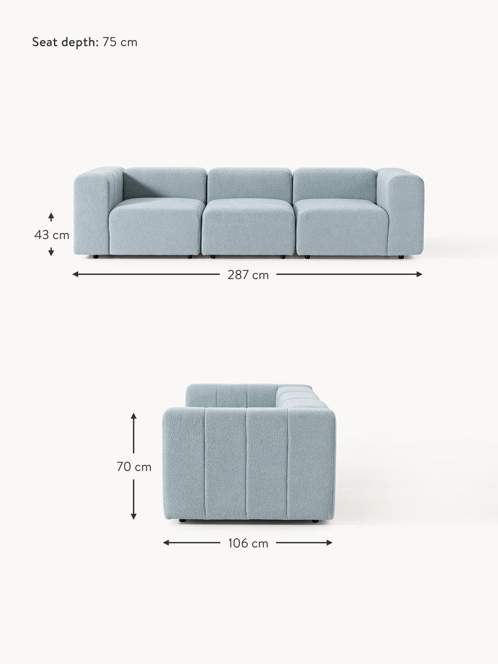 Lena Bouclé Modular Sofa (4-seater)