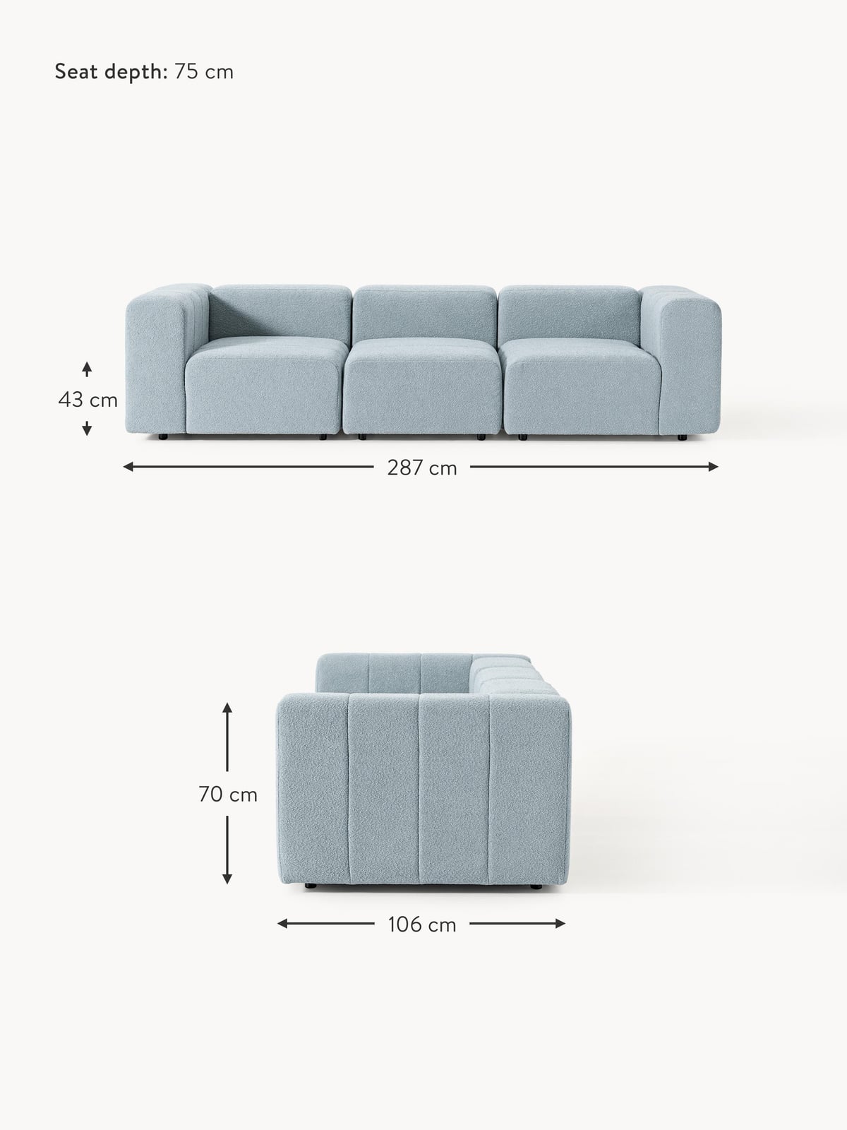Lena Bouclé Modular Sofa (4-seater)