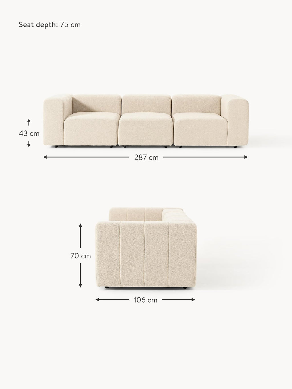 Lena Bouclé Modular Sofa (4-seater)