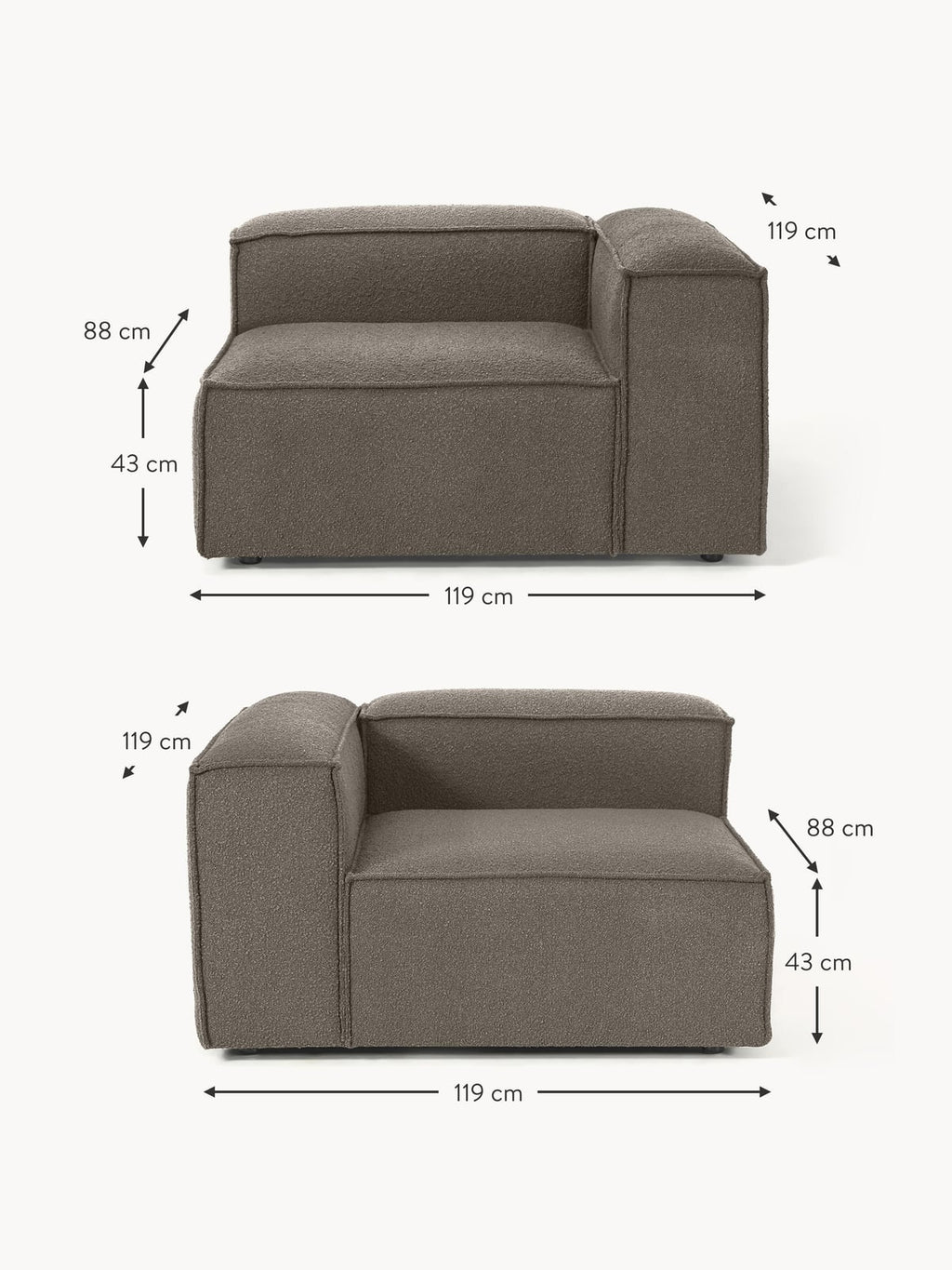 Lennon Bouclè Modular Sofa (3-seater)
