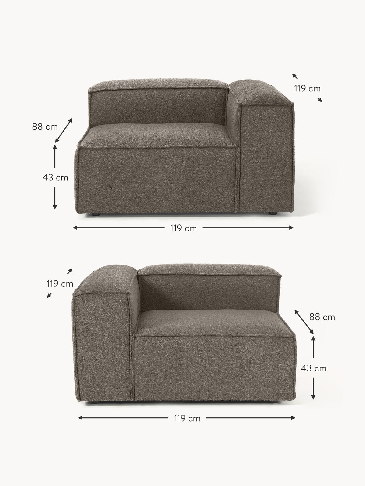 Lennon Bouclè Modular Sofa (3-seater)