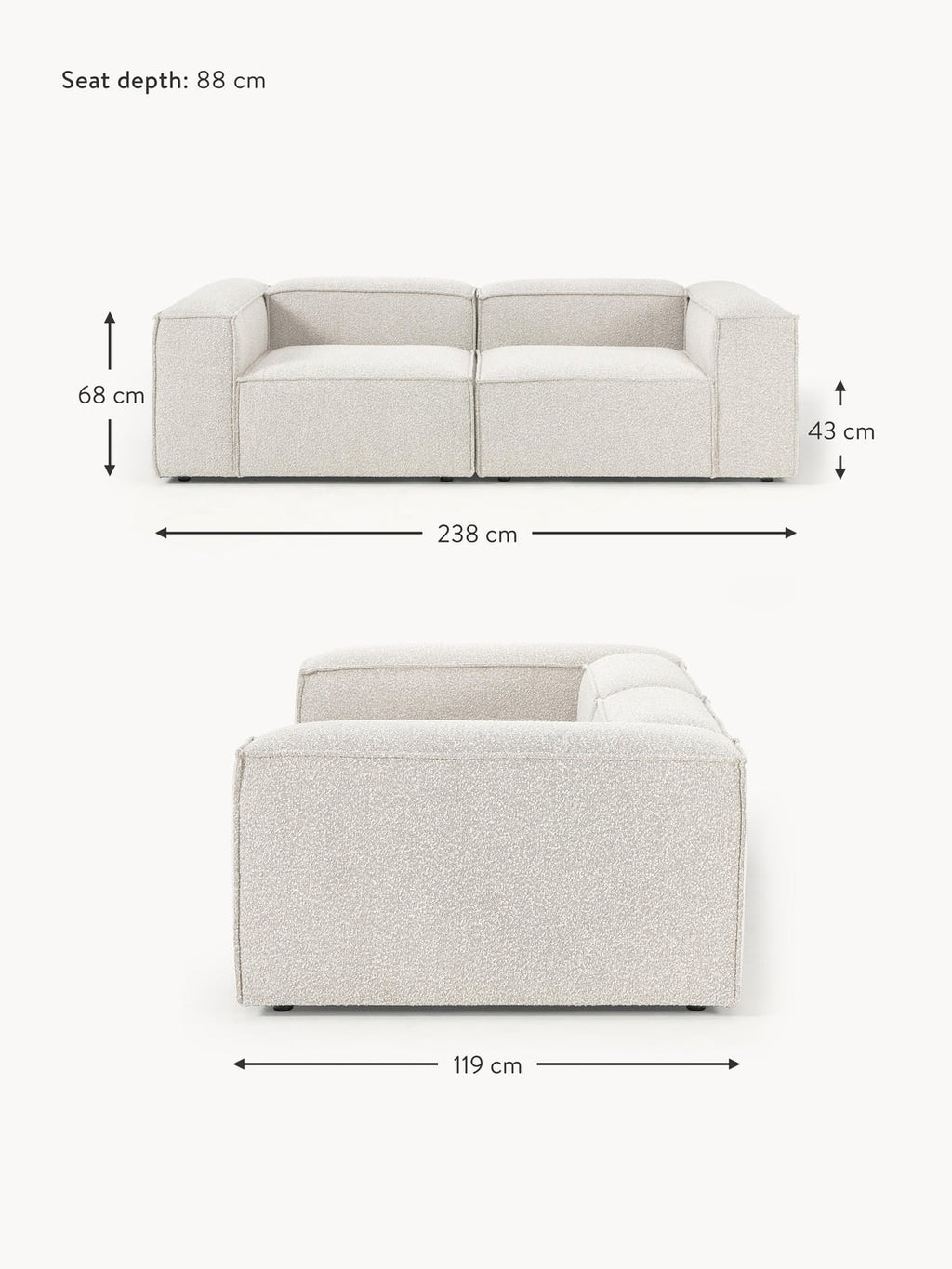 Lennon Bouclè Modular Sofa (3-seater)