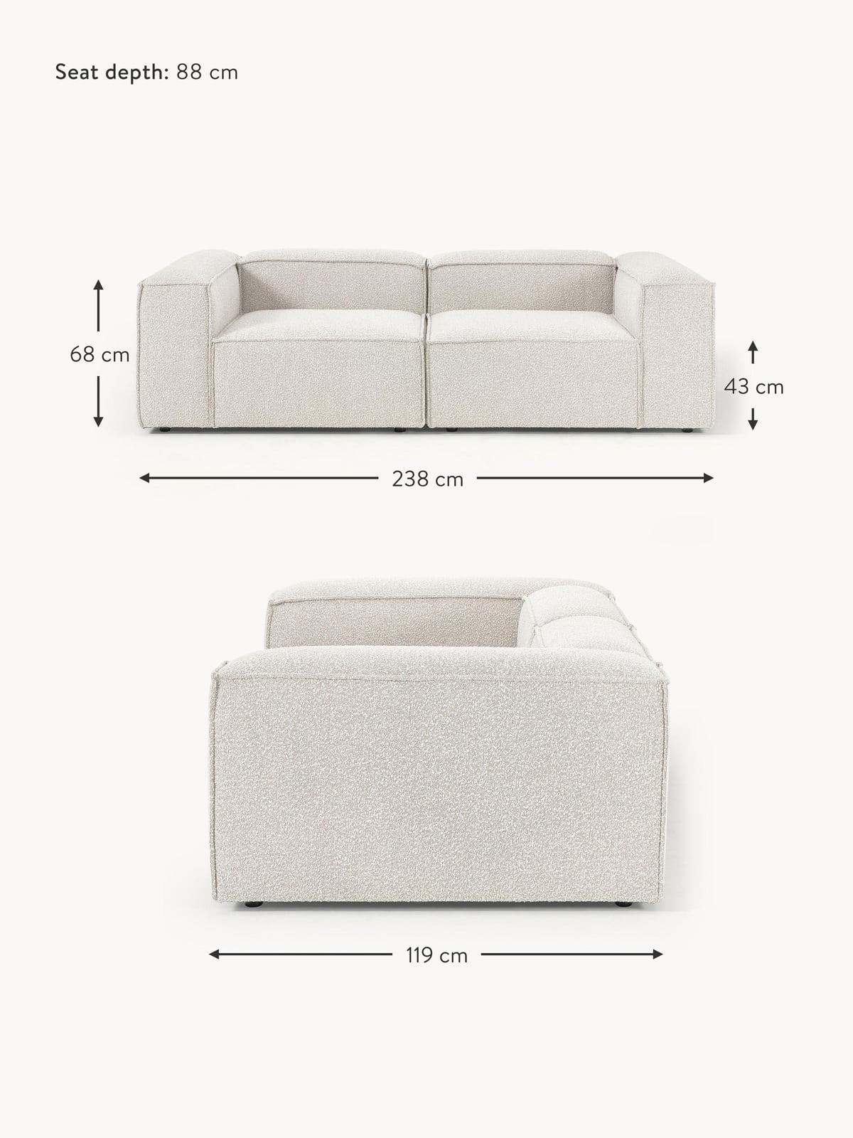 Lennon Bouclè Modular Sofa (3-seater)