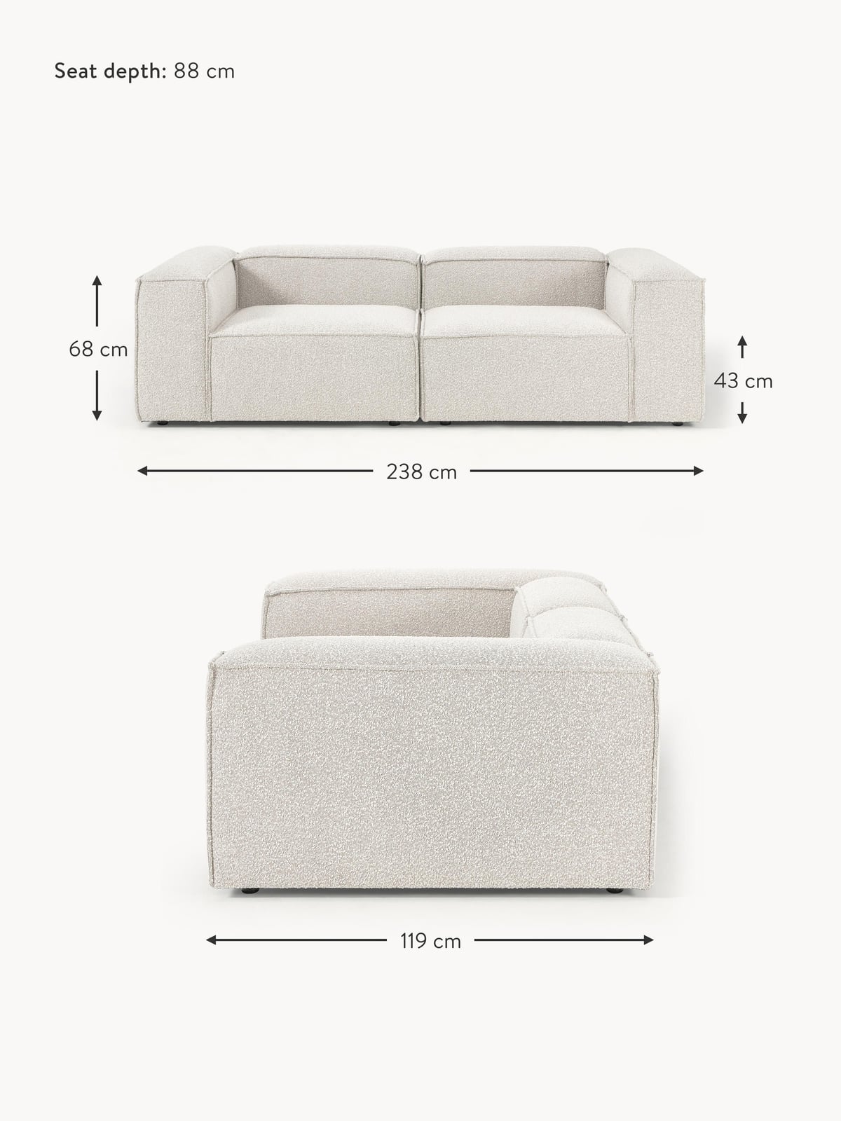 Lennon Bouclè Modular Sofa (3-seater)