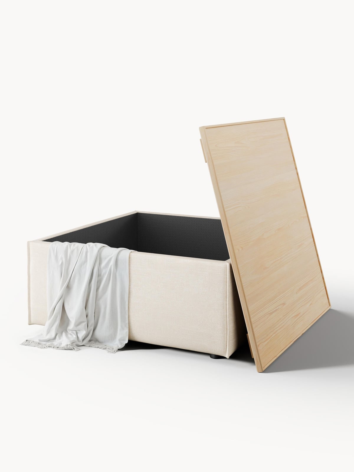 Lennon Linen Blend Ottoman with Storage