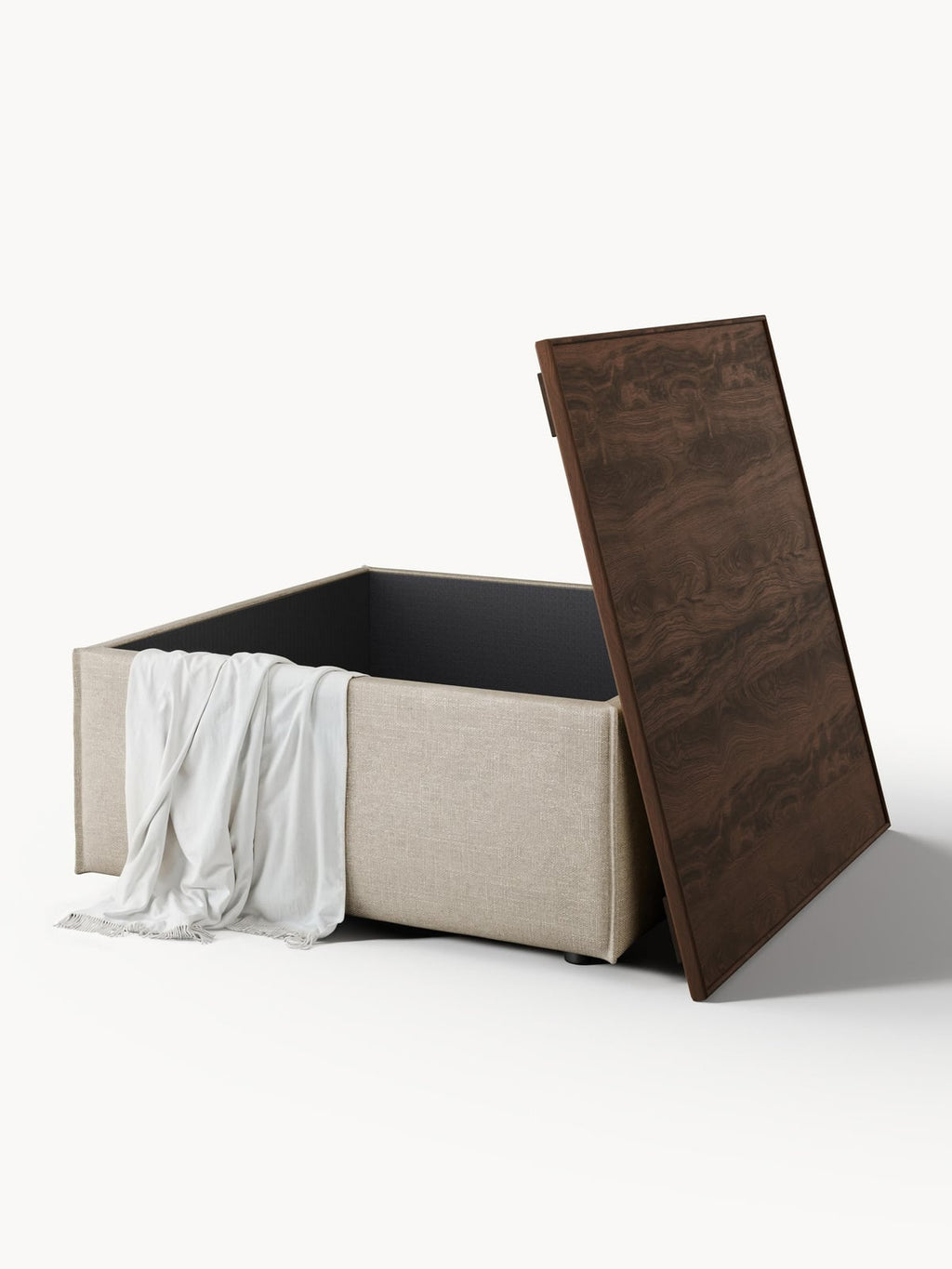 Lennon Linen Blend Ottoman with Storage