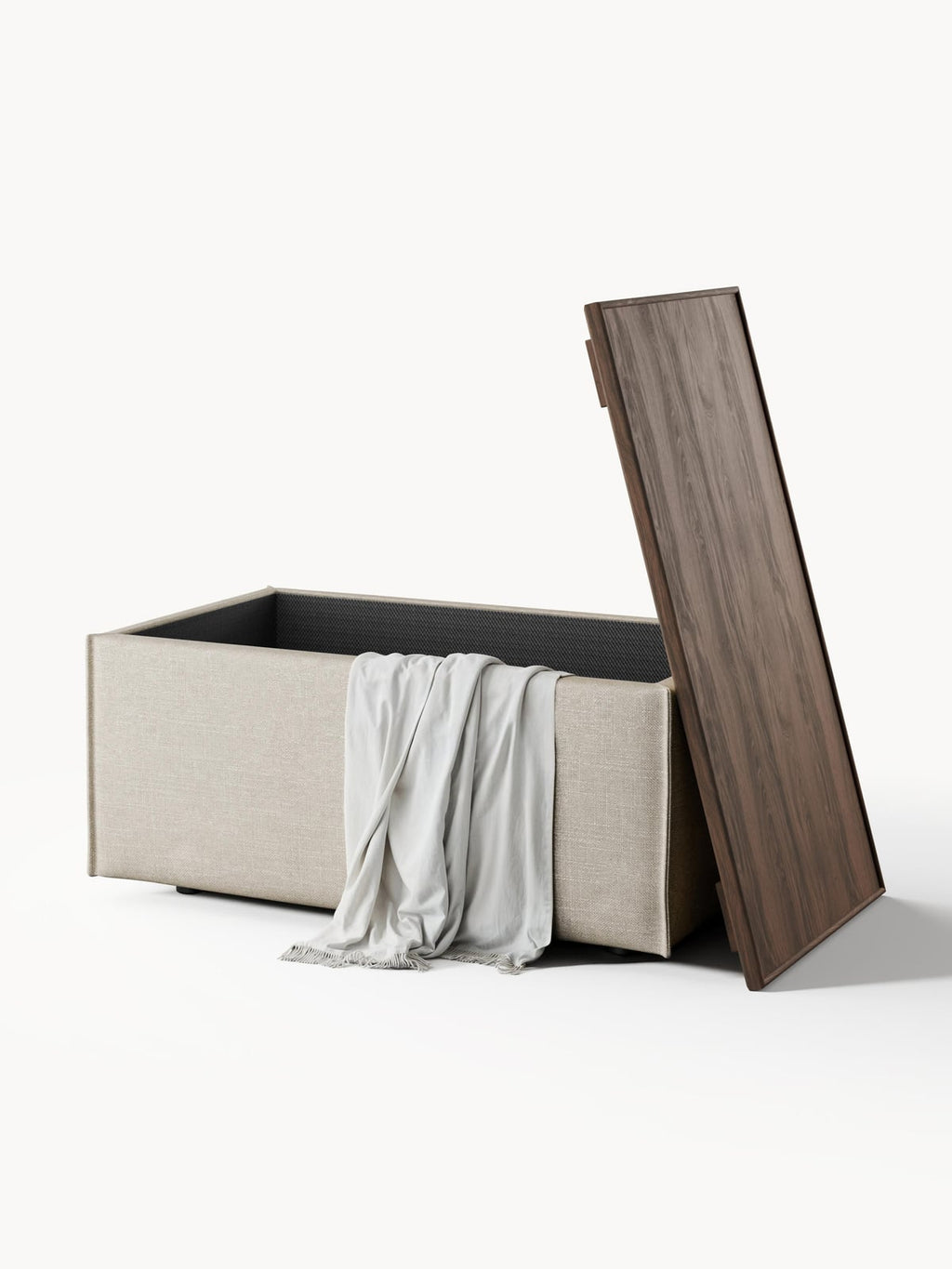Lennon Linen Blend Ottoman with Storage