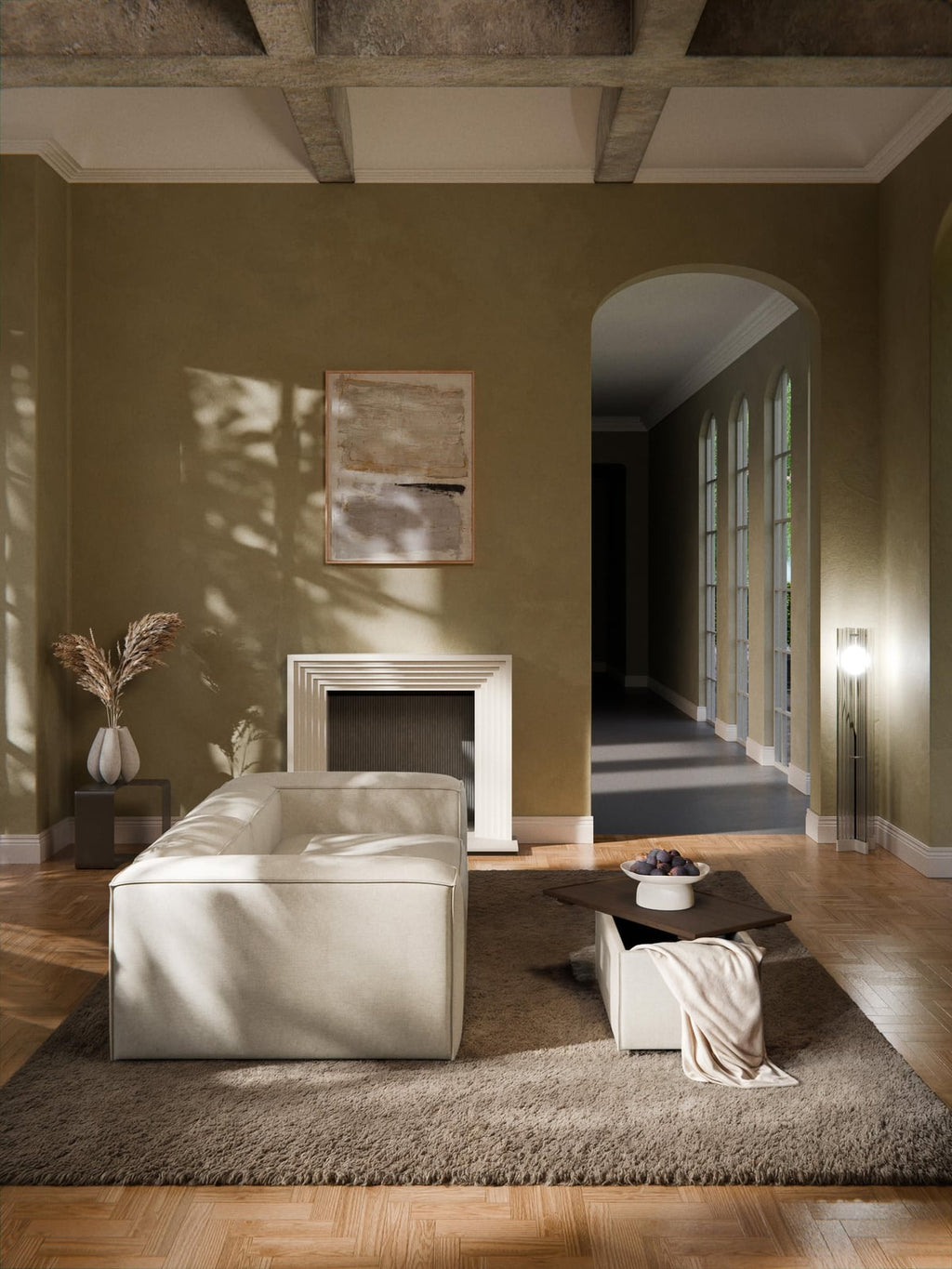 Lennon Linen Blend Ottoman with Storage
