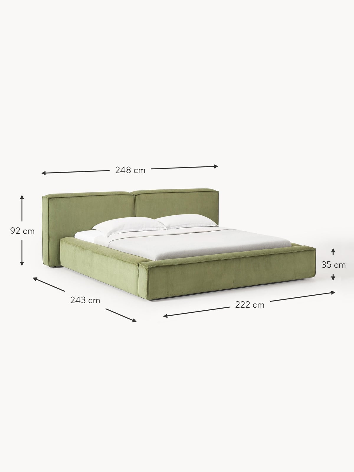 Lennon Upholstered Corduroy Bed with Storage Space