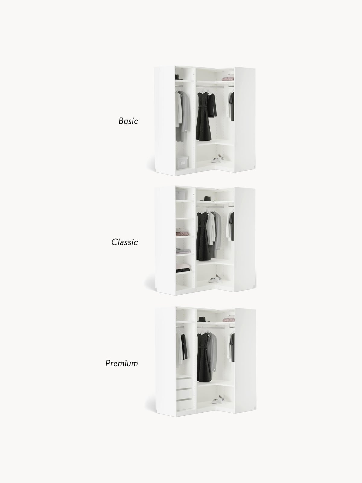 Leon Modular Corner Wardrobe, 115 cm Wide, in various sizes