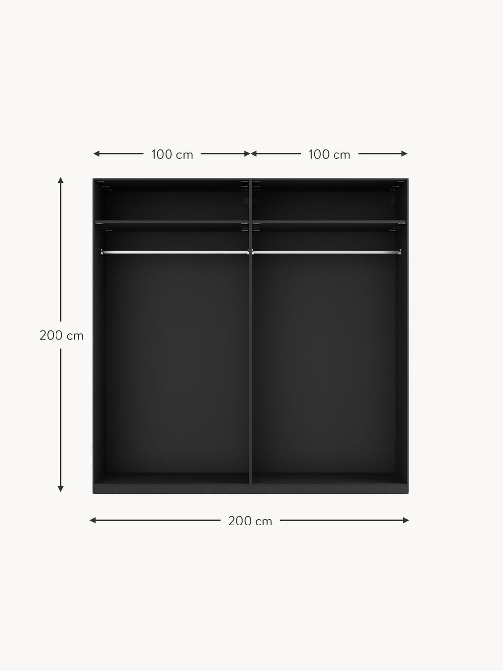 Leon Modular Hinge Door Wardrobe, 200 cm Wide, in various sizes