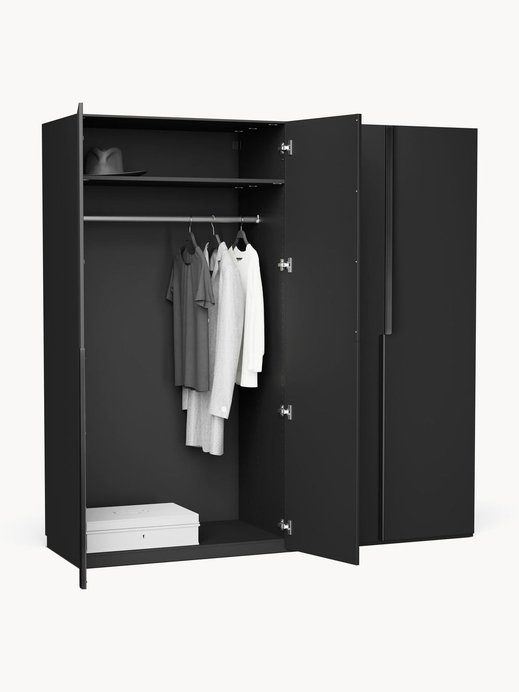 Leon Modular Hinge Door Wardrobe, 200 cm Wide, in various sizes