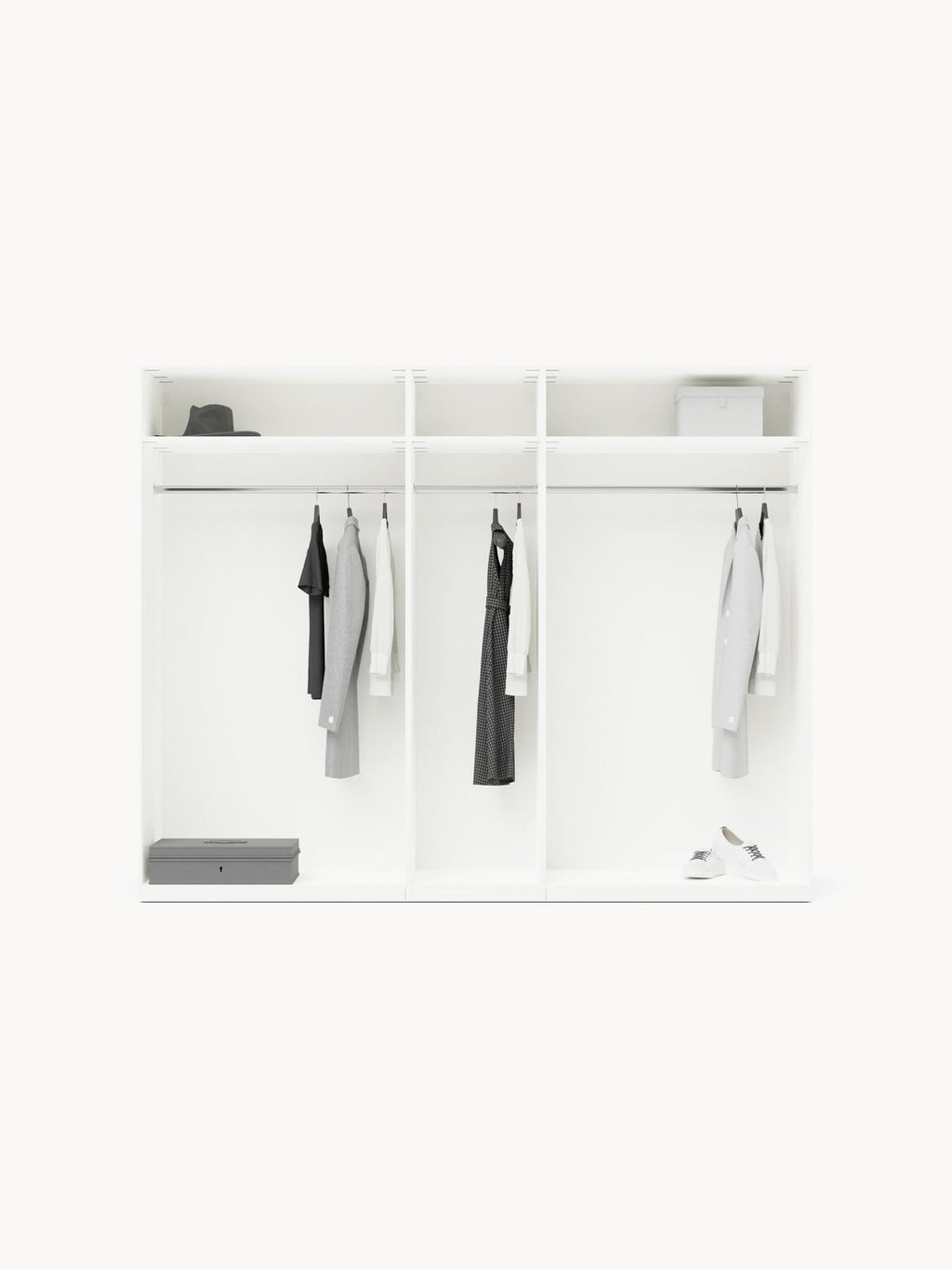 Leon Modular Hinge Door Wardrobe, 250 cm Wide, in various sizes