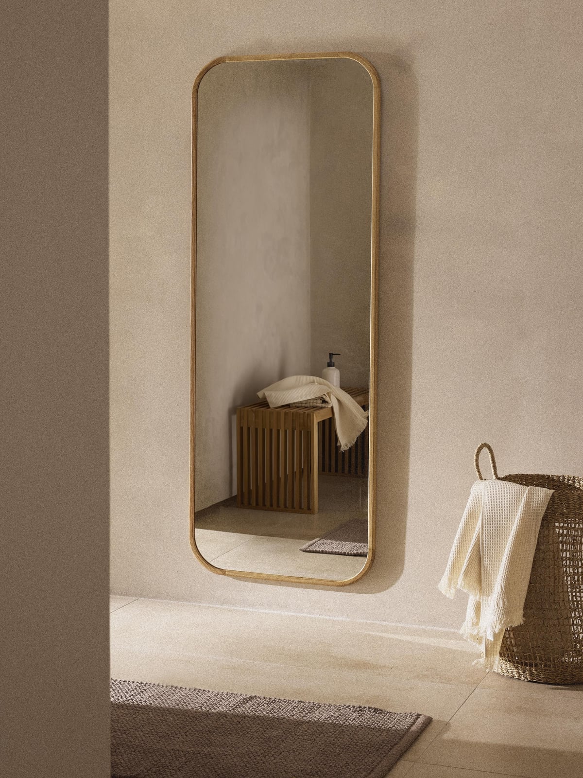 Levan Full-Length Wall Mirror with Oak Wood Frame